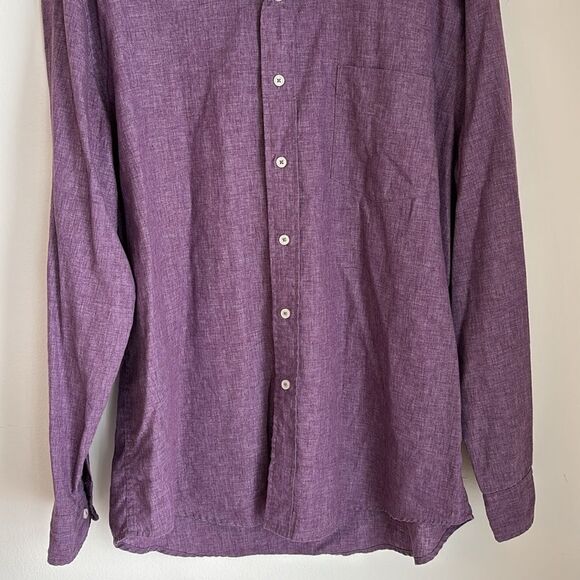 Cole Haan Men's linen blend Purple Button-Up button down casual Shirt XL NWOT! - Picture 3 of 10